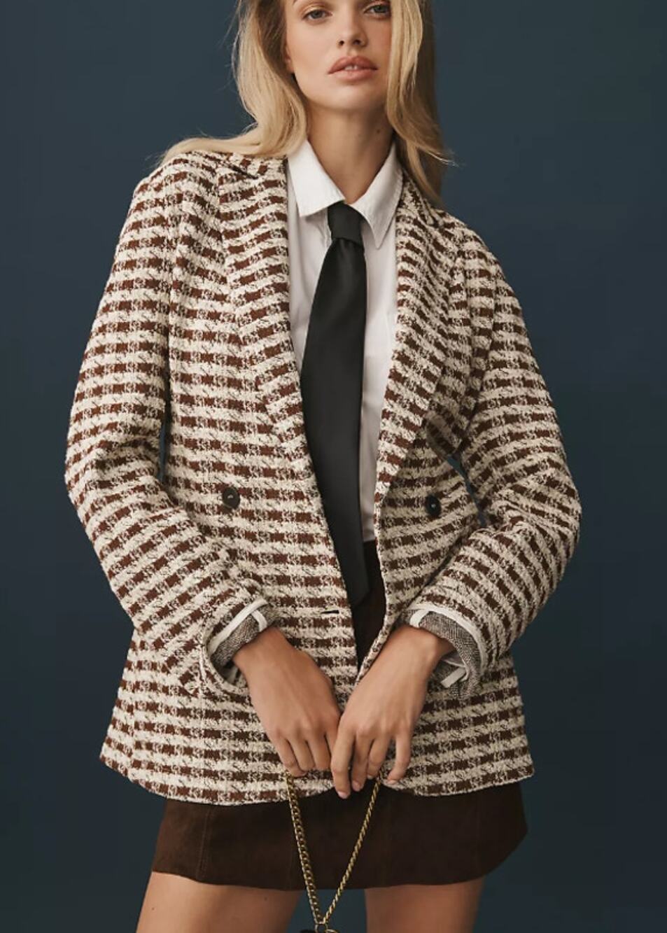 Anthropologie Dolan Left Coast Knit Houndstooth Blazer XS professional siren